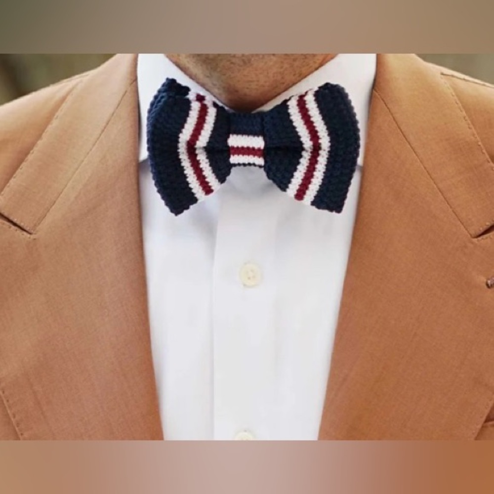 OTAA Dark American Navy Blue Knitted Bow Tie NWT Men’s - Picture 4 of 7